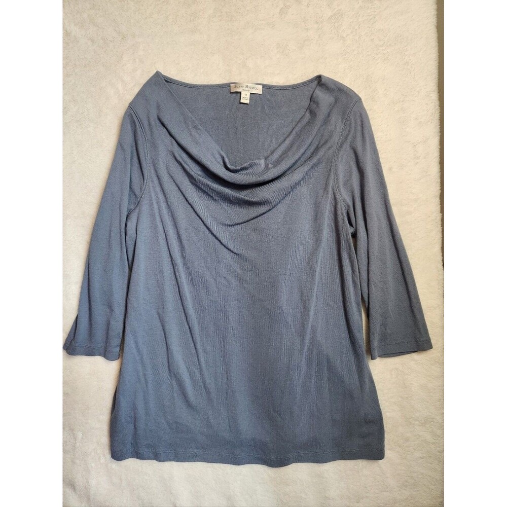 Susan Bristol Dusty Blue Cowl Neck Top Size 1X